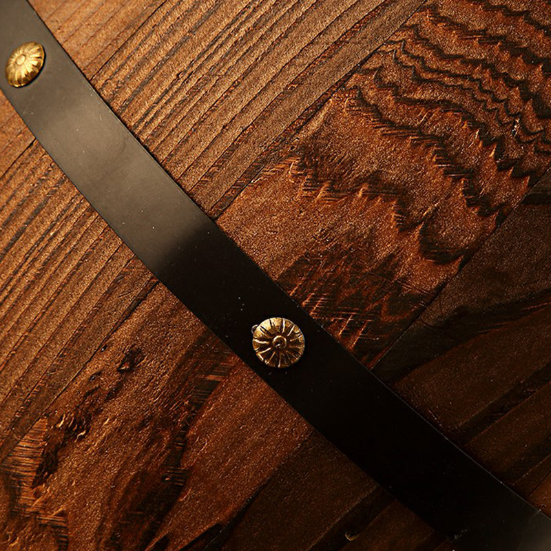 Rustic Wooden Wine Barrel Pendant Light - 1-Light Brown Suspension Lighting For Bistro