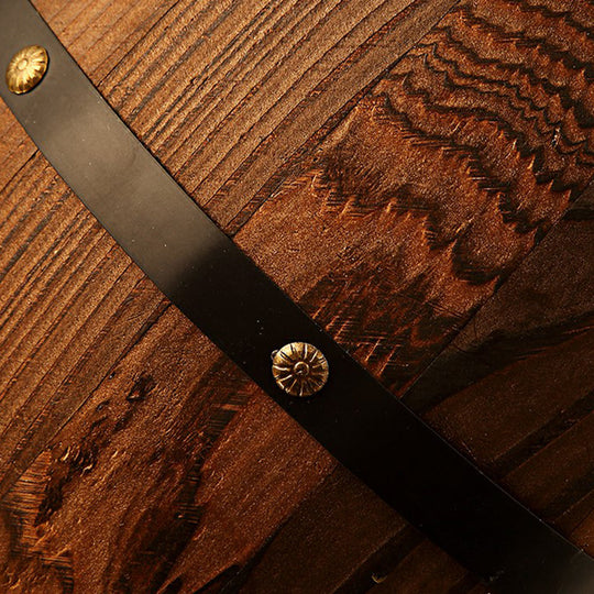 Rustic Wooden Wine Barrel Pendant Light - 1-Light Brown Suspension Lighting For Bistro