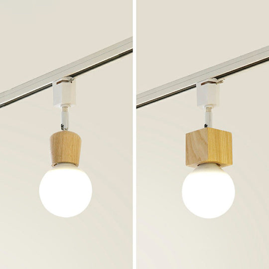 Simplicity Wooden 4 - Light Exposed Bulb Track Ceiling Light In White - Ideal For Dining Room