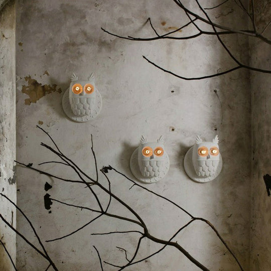 Owl Shape Resin Wall Lamp: Cartoon 2-Light Mount Fixture White Aisle Lighting