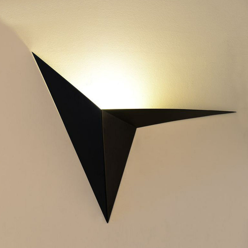 Modern Triangle Led Sconce Wall Light With Metallic Flush Mount - Ideal For Corridors