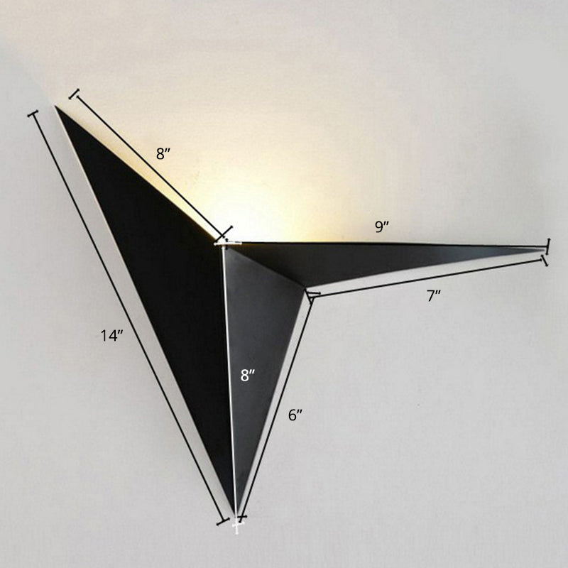 Modern Triangle Led Sconce Wall Light With Metallic Flush Mount - Ideal For Corridors