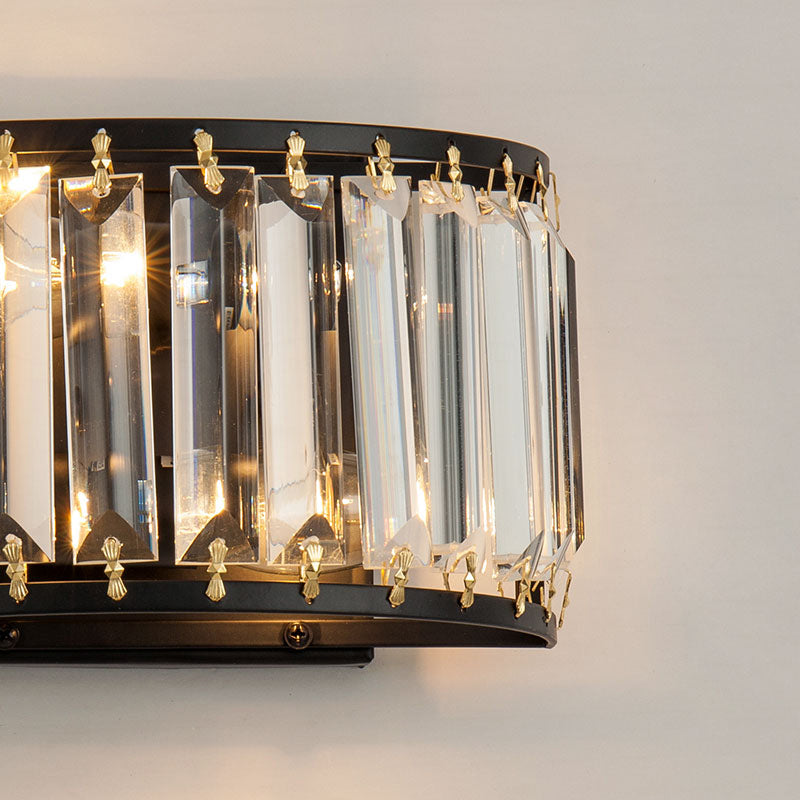 Prismatic Crystal Wall Sconce - 2-Bulb Minimalist Half-Round Design For Living Room