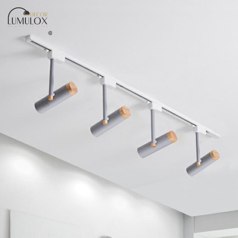 Nordic Tubular Metallic Spotlight With Wood Cap Ceiling Lamp