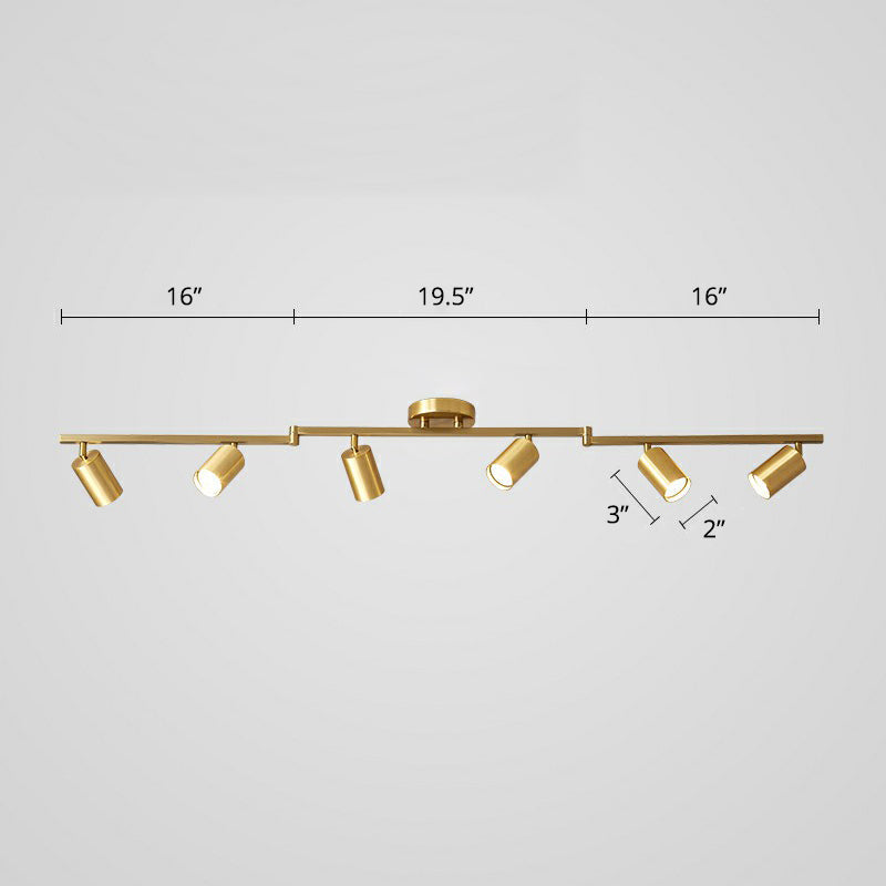 Nordic Style Tubular Metal Flush Mount 6 - Light Ceiling Spotlight For Living Room Gold