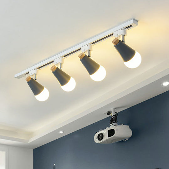 Sleek Cone Spotlight Track Lighting: Macaron Metal Semi-Flush Mount Light For Corridors