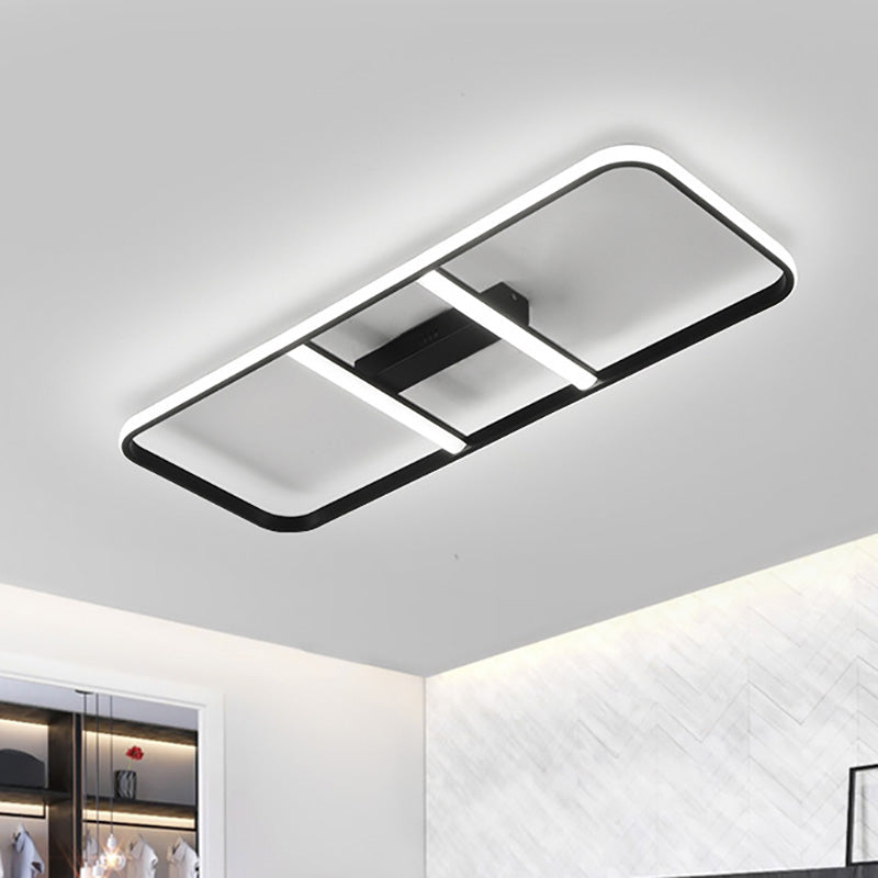 Modern Led Semi Flush Mount Ceiling Lamp - Black Metal Shade White/Warm Light 12’/23.5’ Wide /