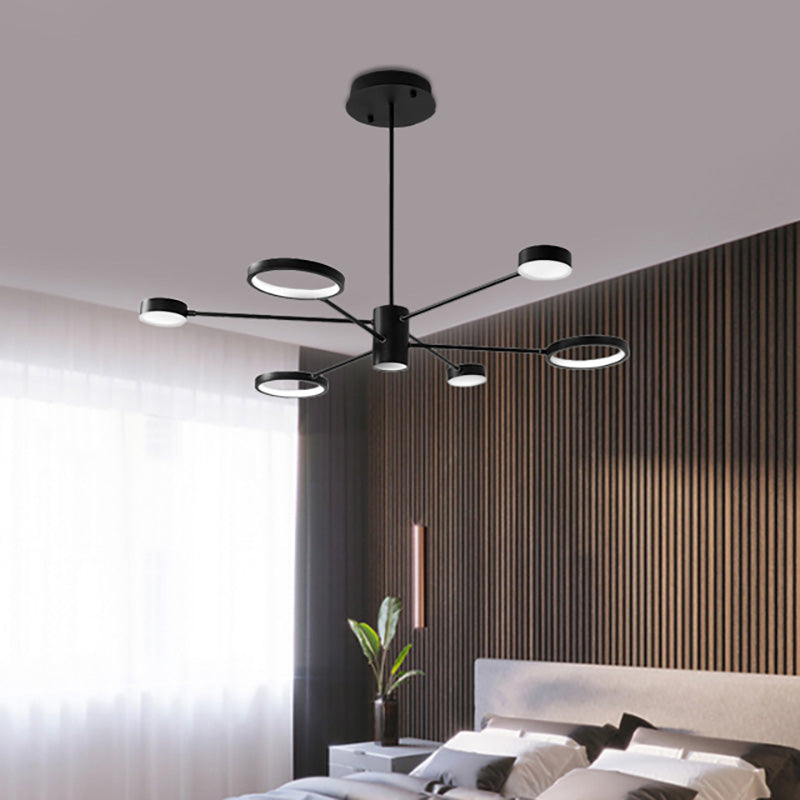 Modern Acrylic Sputnik Chandelier Pendant Light: Black Led Hanging Lamp Fixture With 6/8/10 Lights