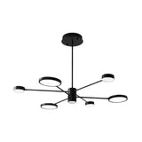 Modern Acrylic Led Sputnik Chandelier With 6/8/10 Lights In Black White/Warm Light