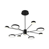 Modern Acrylic Led Sputnik Chandelier With 6/8/10 Lights In Black White/Warm Light