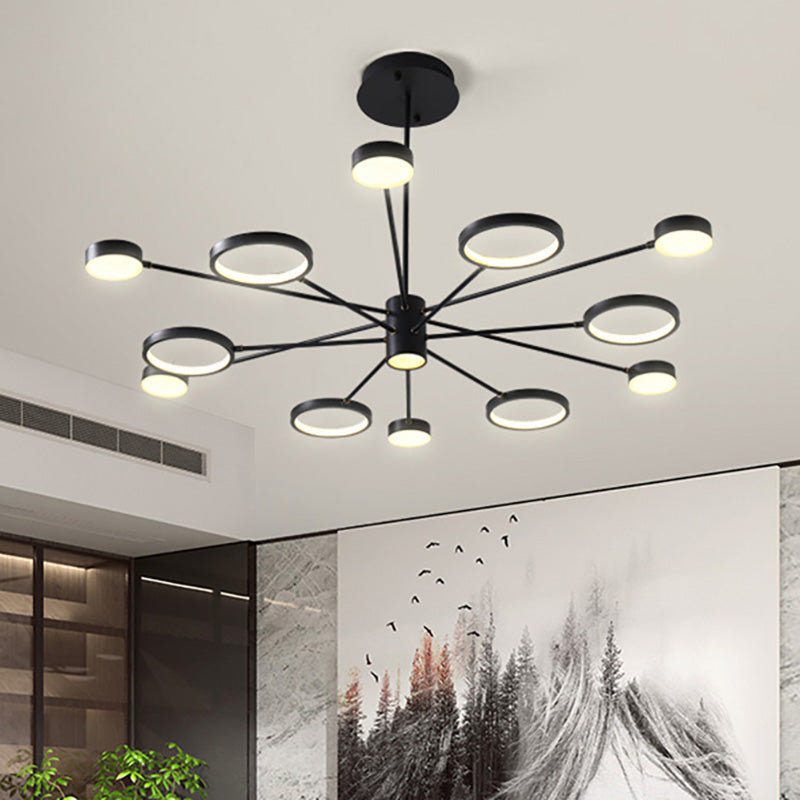 Modern Acrylic Sputnik Chandelier Pendant Light: Black Led Hanging Lamp Fixture With 6/8/10 Lights