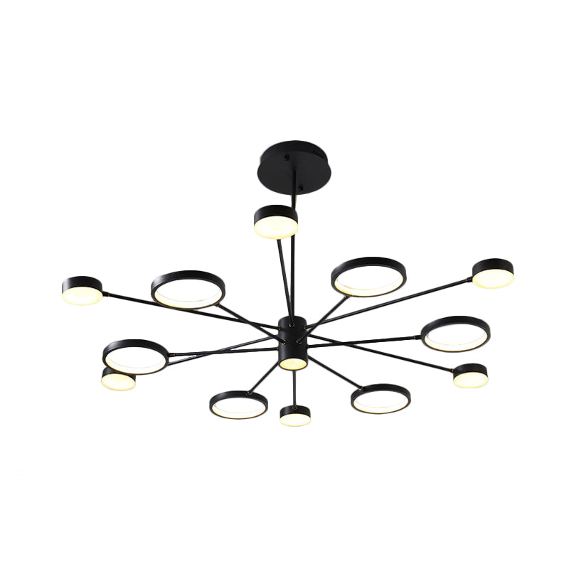 Modern Acrylic Sputnik Chandelier Pendant Light: Black Led Hanging Lamp Fixture With 6/8/10 Lights