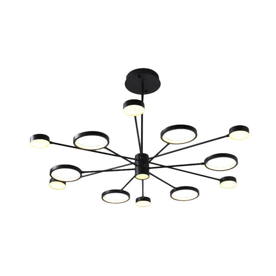 Modern Acrylic Sputnik Chandelier Pendant Light: Black Led Hanging Lamp Fixture With 6/8/10 Lights
