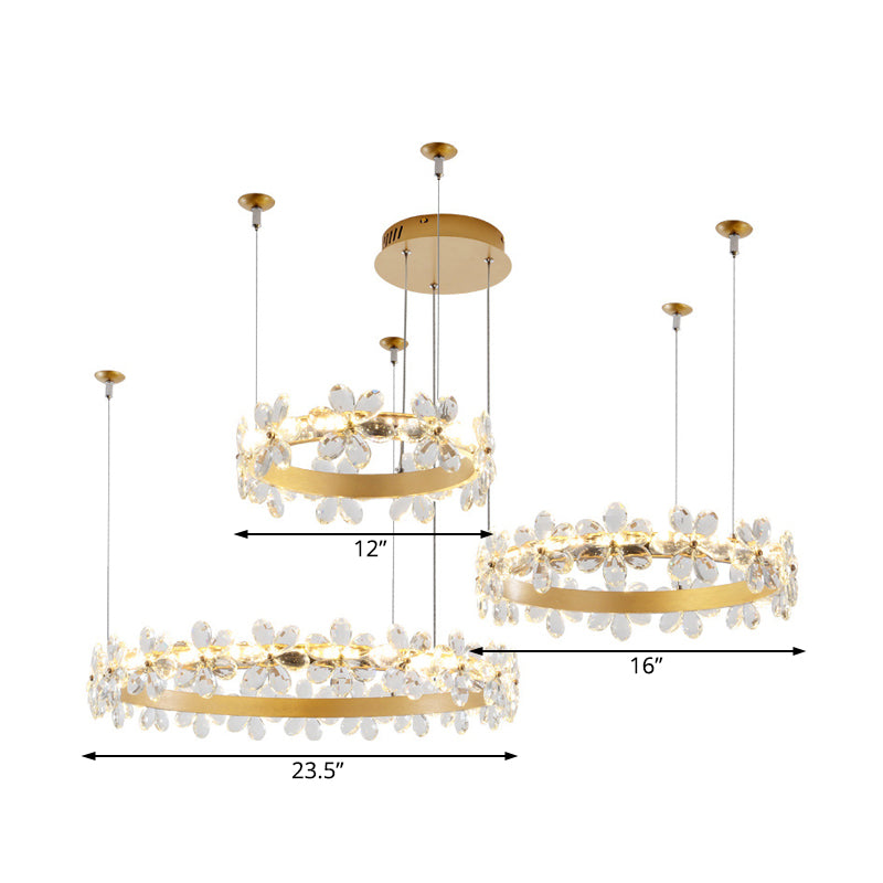Contemporary White Garland Chandelier: Led Crystal Pendant Light Fixture (2/3 Lights) In White/Warm
