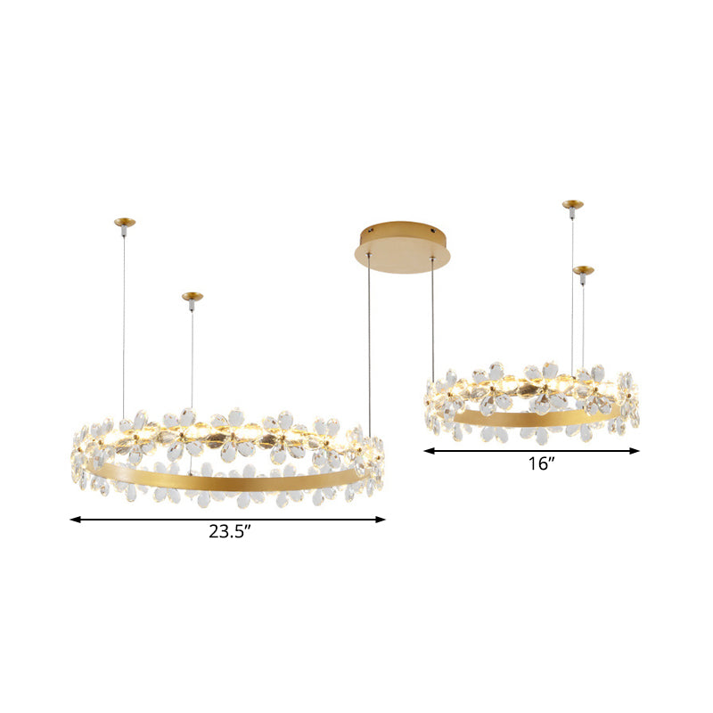 Contemporary White Garland Chandelier: Led Crystal Pendant Light Fixture (2/3 Lights) In White/Warm