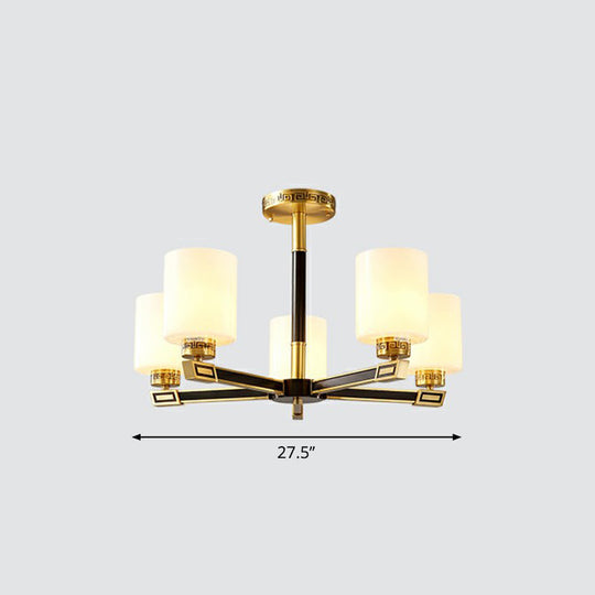 Black & Brass Satin Opal Glass Ceiling Chandelier For Antique Living Room 5 /