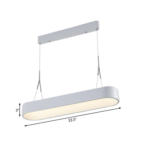 Modern Metal Rectangle Led Chandelier Lighting - 33.5’’/47’’ Wide White/Grey Hanging Lamp