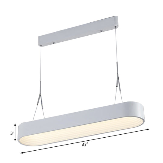 Modern Metal Rectangle Led Chandelier Lighting - 33.5’’/47’’ Wide White/Grey Hanging Lamp