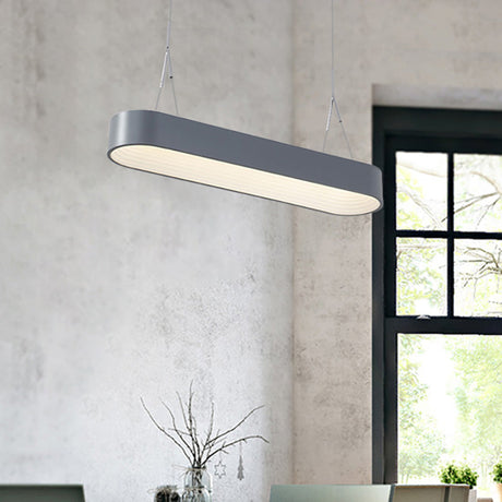 Modern Metal Rectangle Chandelier Lighting With Led - 33.5/47 Wide White/Grey Hanging Pendant Kit