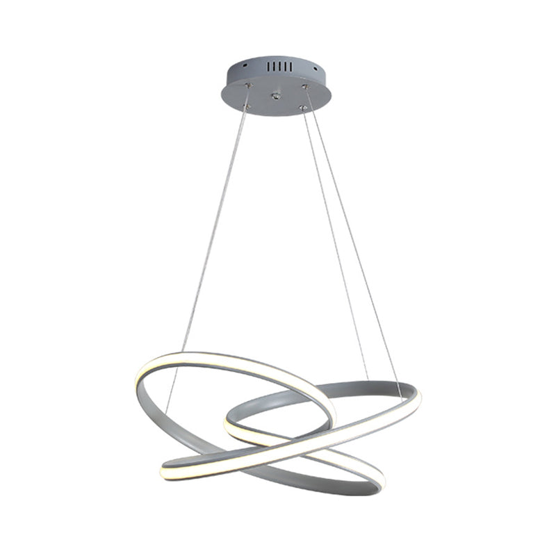 Modern Acrylic Led Chandelier Lighting: Seamless Curve Pendant Lamp In White/Warm Light - Grey