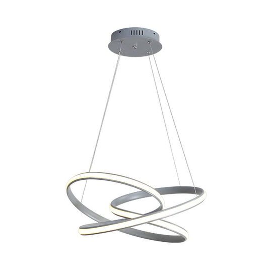 Modern Acrylic Led Chandelier Lighting: Seamless Curve Pendant Lamp In White/Warm Light - Grey