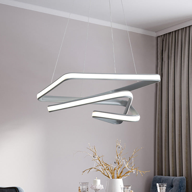 Contemporary Acrylic Spiral Pendant Chandelier - Led Grey Ceiling Lamp For Dining Room White/Warm