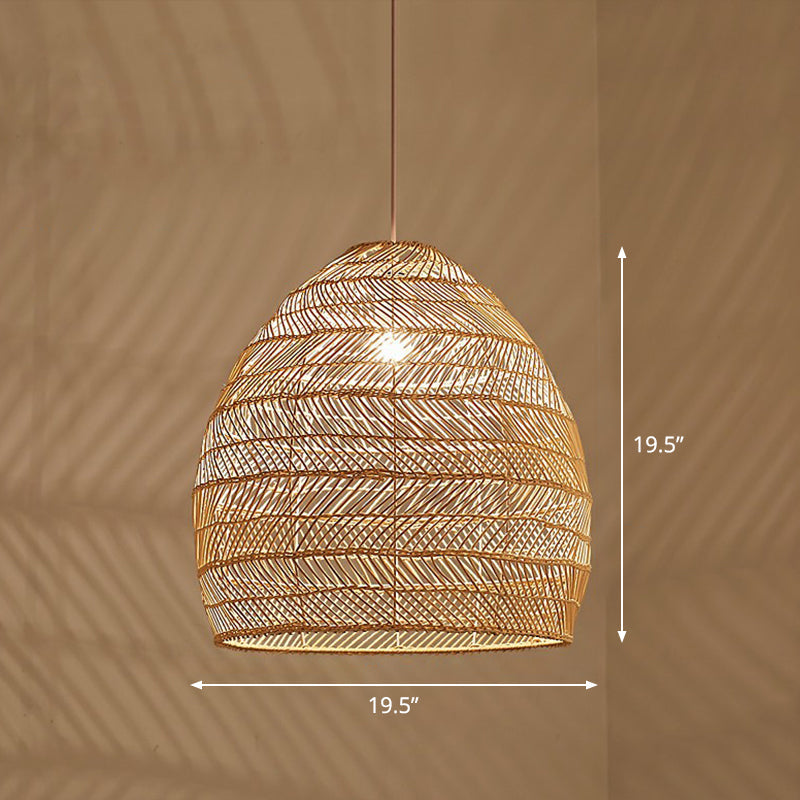 Minimalist Single-Bulb Hanging Lamp With Rattan Shade | Restaurant Ceiling Light