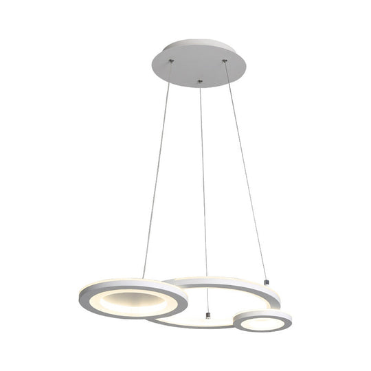 Modern Acrylic Round Chandelier Pendant Light With Led White/Grey Finish For Dining Room In