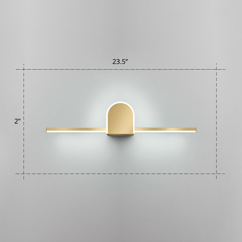 Minimalist Acrylic Led Vanity Light With Gold Finish For Bathroom Walls / 23.5 Semicircle