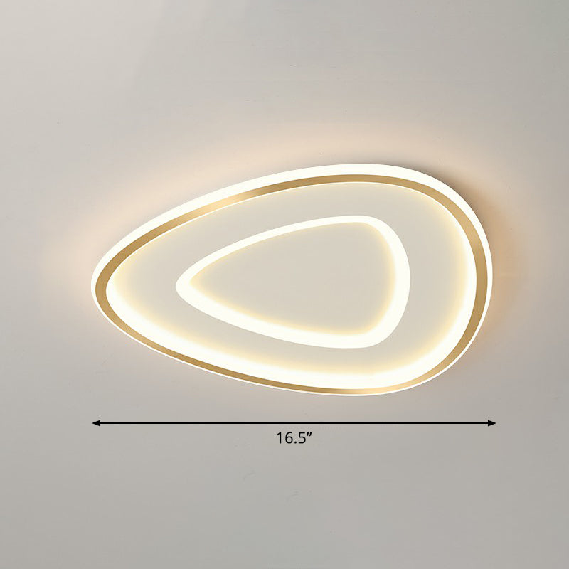 Sleek Gold Teardrop Led Ceiling Light Flush Mount - Simplicity & Style / 16.5’ Remote Control