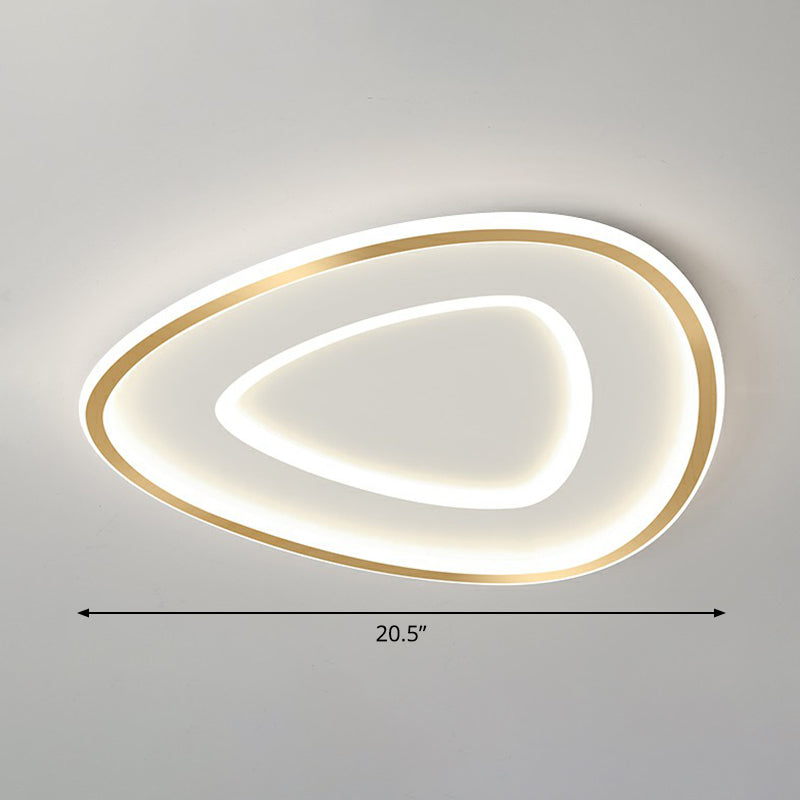 Sleek Gold Teardrop Led Ceiling Light Flush Mount - Simplicity & Style / 20.5 White