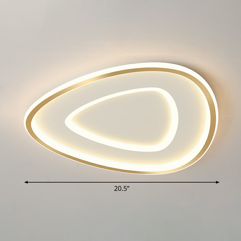 Sleek Gold Teardrop Led Ceiling Light Flush Mount - Simplicity & Style / 20.5’ Remote Control