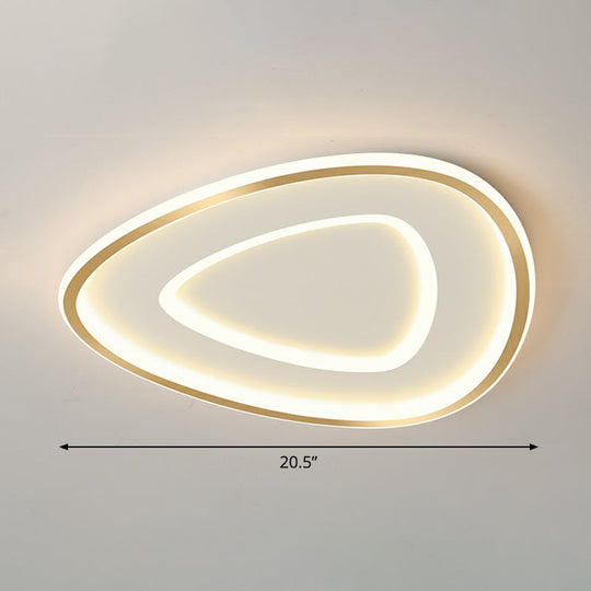 Sleek Gold Teardrop Led Ceiling Light Flush Mount - Simplicity & Style / 20.5 Remote Control