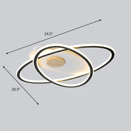 Modern Oval Flush Mount Led Ceiling Light Fixture For Bedroom Black / 20.5(53Cm) Warm