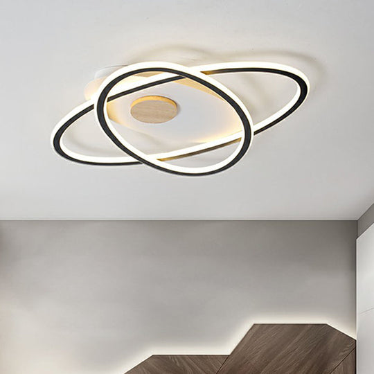 Modern Oval Flush Mount Led Ceiling Light Fixture For Bedroom