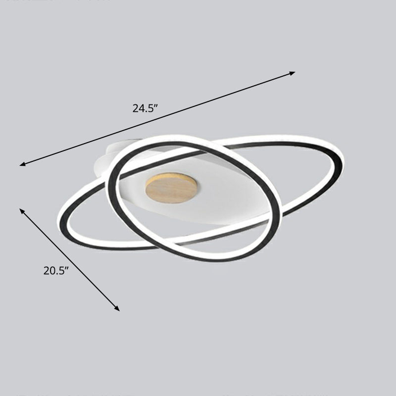 Modern Oval Flush Mount Led Ceiling Light Fixture For Bedroom Black / 20.5(53Cm) White