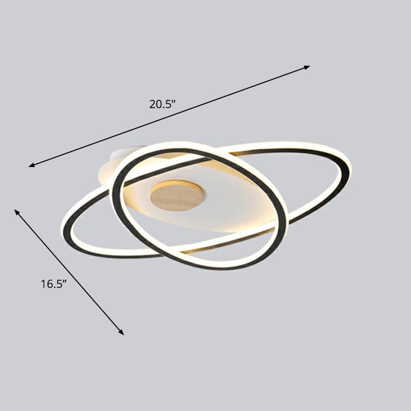 Modern Oval Flush Mount Led Ceiling Light Fixture For Bedroom Black / 16.5 Warm