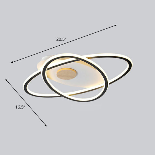 Modern Oval Flush Mount Led Ceiling Light Fixture For Bedroom Black / 16.5 Warm