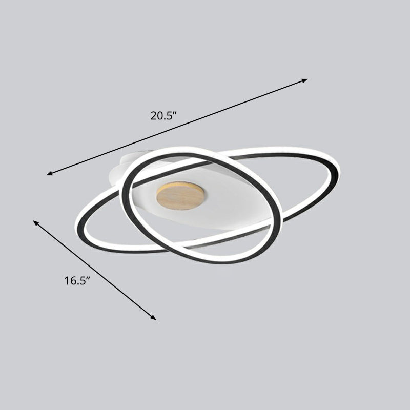 Modern Oval Flush Mount Led Ceiling Light Fixture For Bedroom Black / 16.5 White