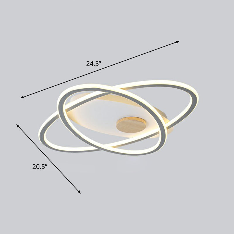 Modern Oval Flush Mount Led Ceiling Light Fixture For Bedroom Grey / 20.5(53Cm) Warm