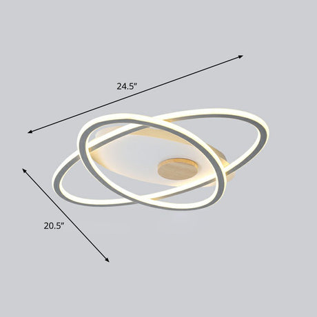 Modern Oval Flush Mount Led Ceiling Light Fixture For Bedroom Grey / 20.5(53Cm) Remote Control