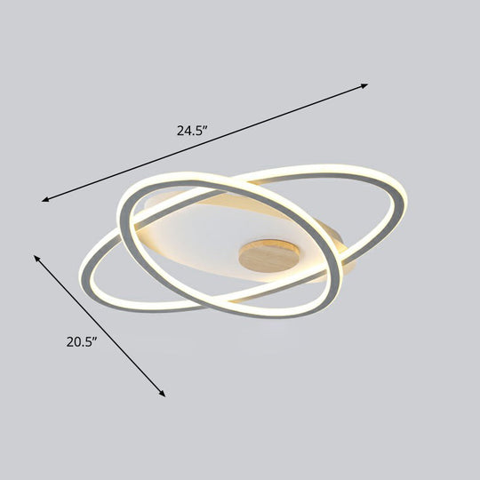 Modern Oval Flush Mount Led Ceiling Light Fixture For Bedroom Grey / 20.5(53Cm) Remote Control