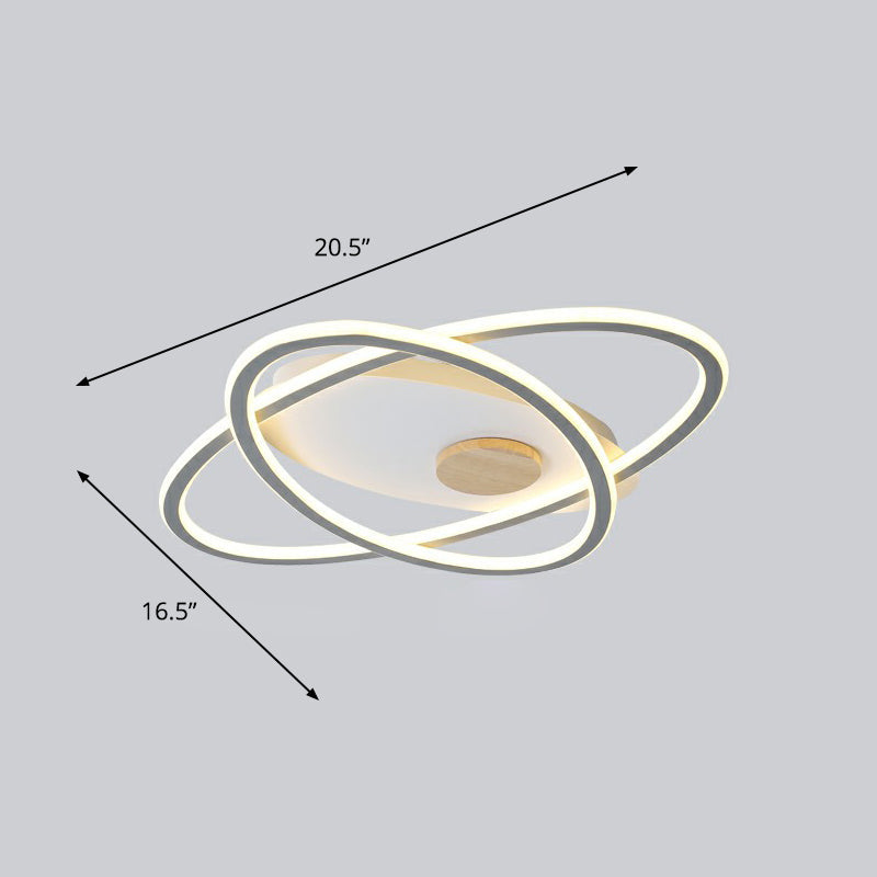 Modern Oval Flush Mount Led Ceiling Light Fixture For Bedroom Grey / 16.5 Remote Control Stepless