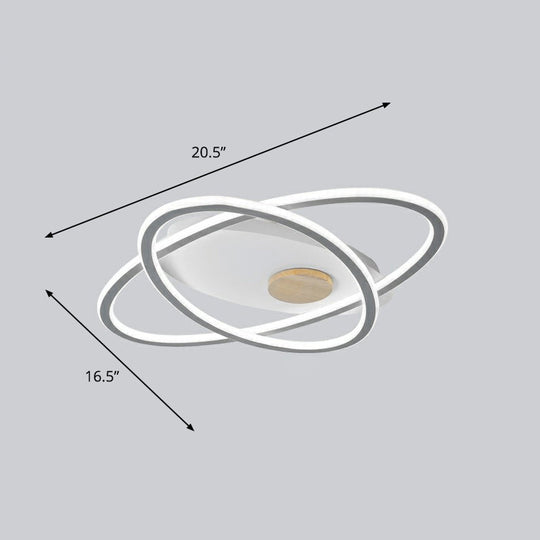 Modern Oval Flush Mount Led Ceiling Light Fixture For Bedroom Grey / 16.5 White