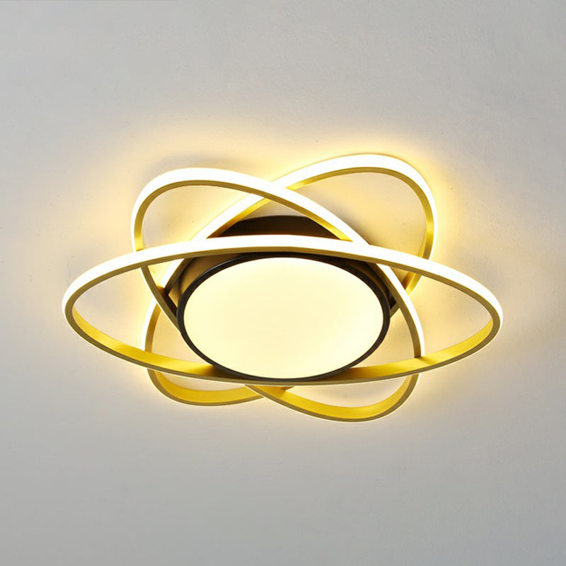 Modern Black Surface Mount Led Ceiling Light With Metallic Floral Design / 23’ Third Gear