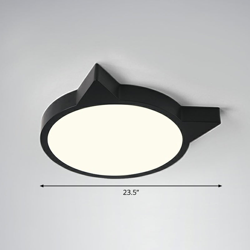 Minimalist Kitty Led Flushmount Ceiling Light For Kids’ Bedroom - Acrylic Flush Mount Black /