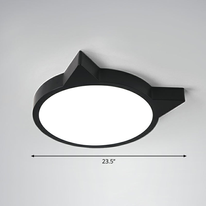Minimalist Kitty Led Flushmount Ceiling Light For Kids’ Bedroom - Acrylic Flush Mount Black /