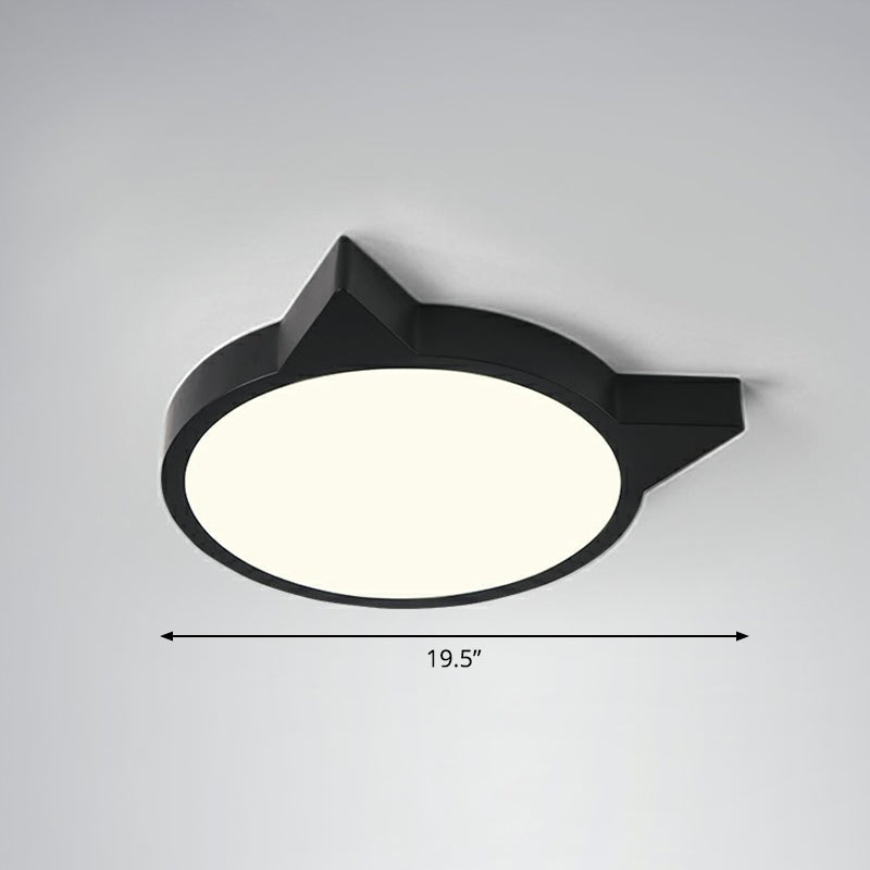 Minimalist Kitty Led Flushmount Ceiling Light For Kids’ Bedroom - Acrylic Flush Mount Black /