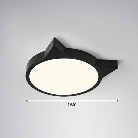 Minimalist Kitty Led Flushmount Ceiling Light For Kids’ Bedroom - Acrylic Flush Mount Black /