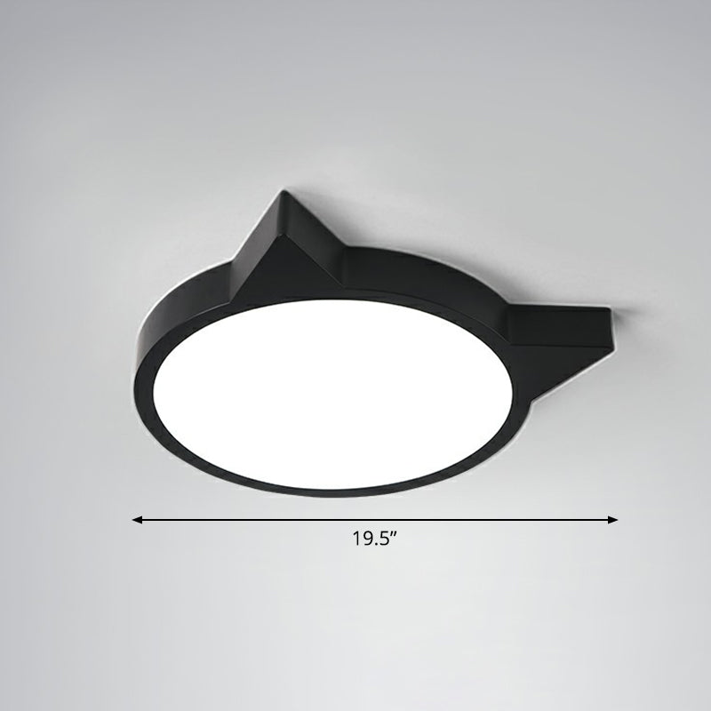 Minimalist Kitty Led Flushmount Ceiling Light For Kids’ Bedroom - Acrylic Flush Mount Black /